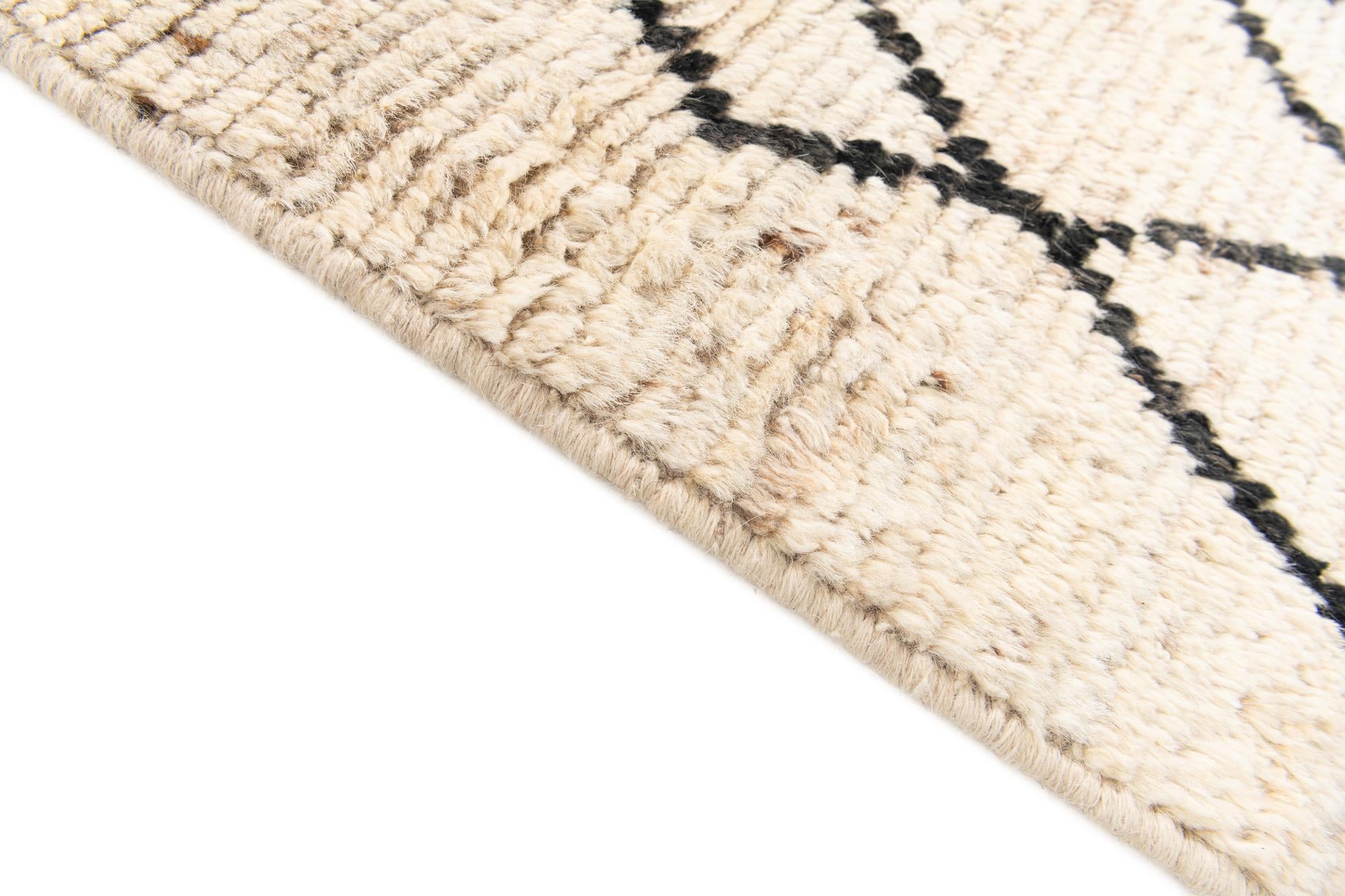 4' 4 x 14' 10 Hand Knotted Moroccan Wool Runner Rug