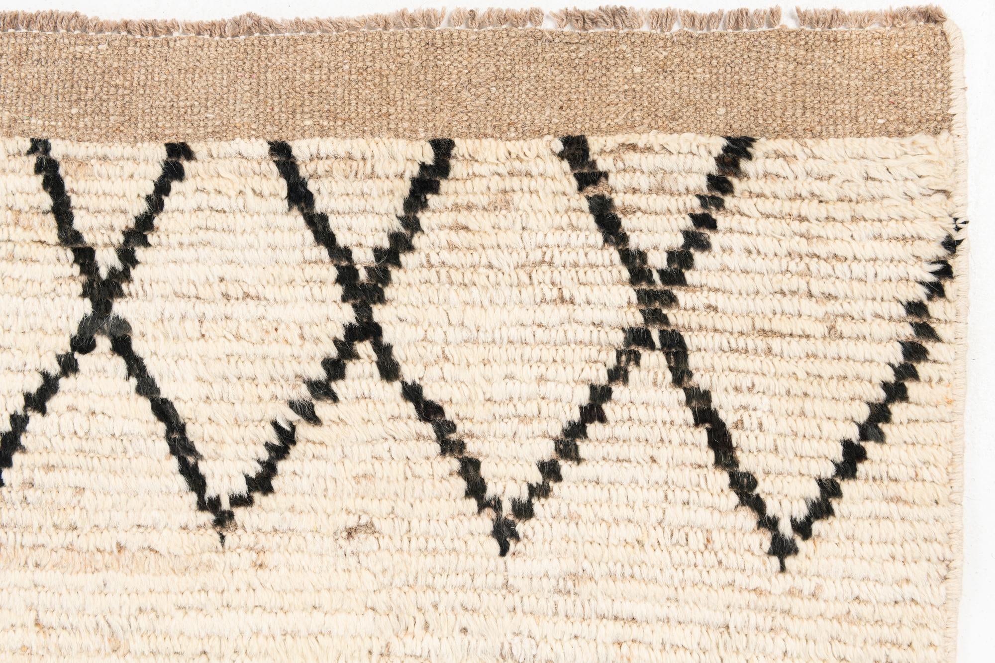 4' 4 x 14' 10 Hand Knotted Moroccan Wool Runner Rug