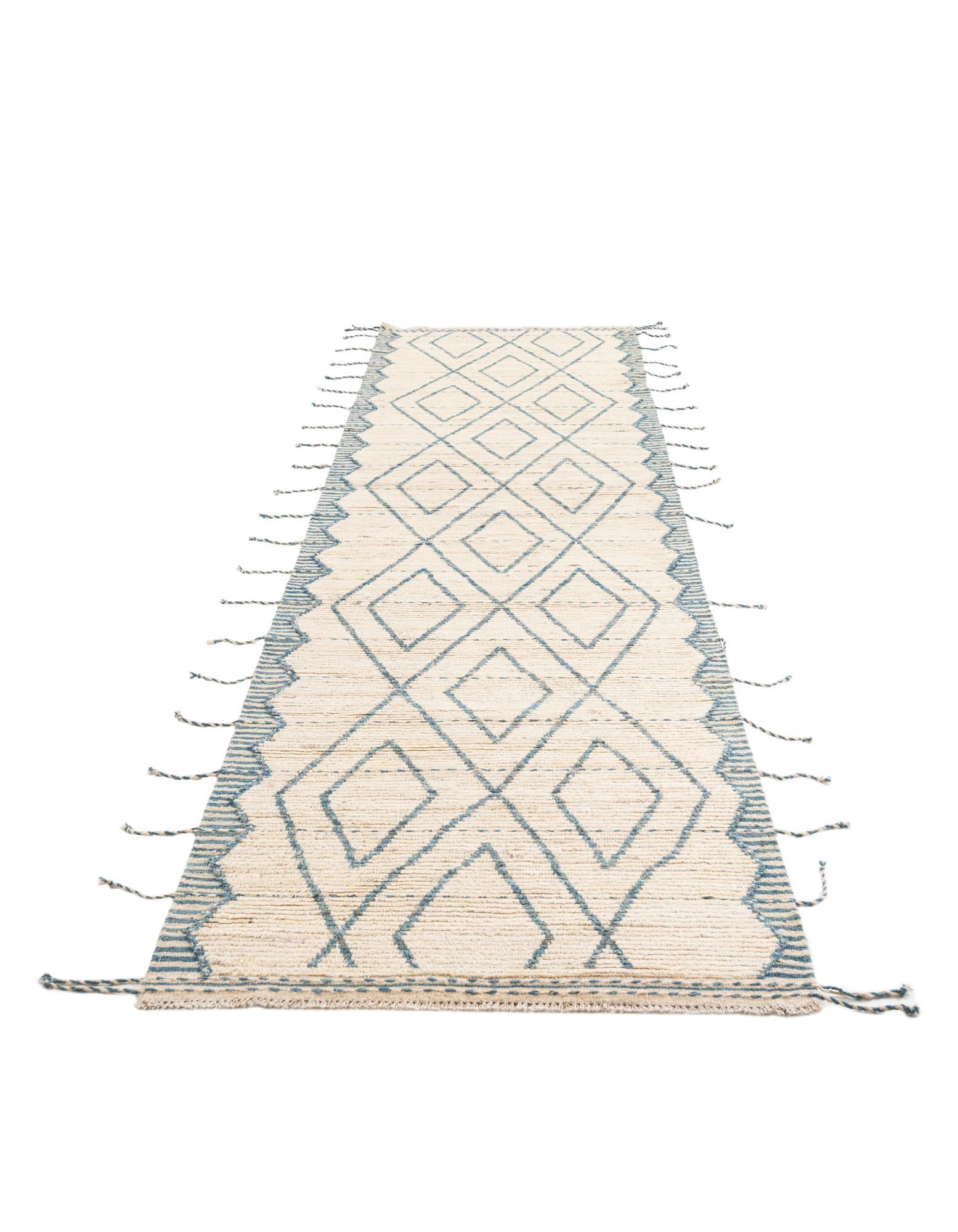 3' 7 x 12' 9 Hand Knotted Moroccan Wool Runner Rug