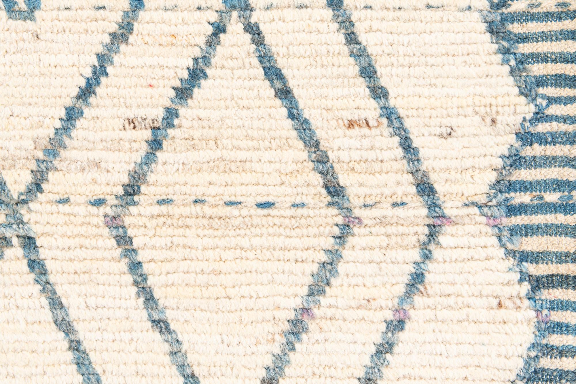 3' 7 x 12' 9 Hand Knotted Moroccan Wool Runner Rug