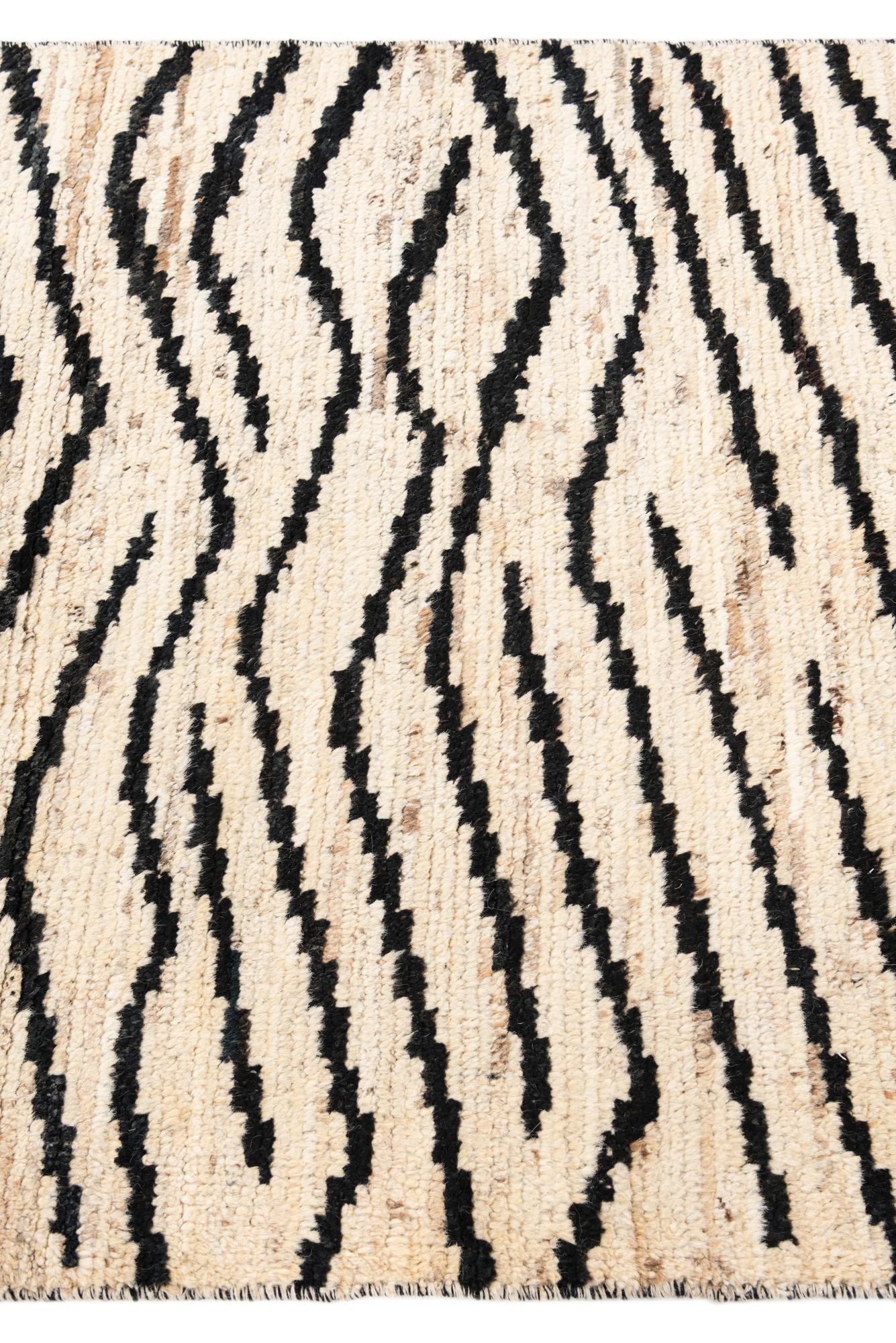 4' 1 x 14' 9 Hand Knotted Moroccan Wool Runner Rug