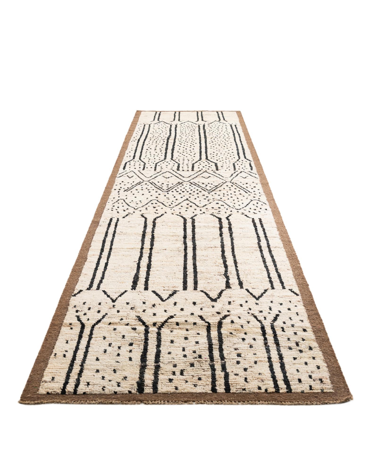 4' 4 x 15' 9 Hand Knotted Moroccan Wool Runner Rug