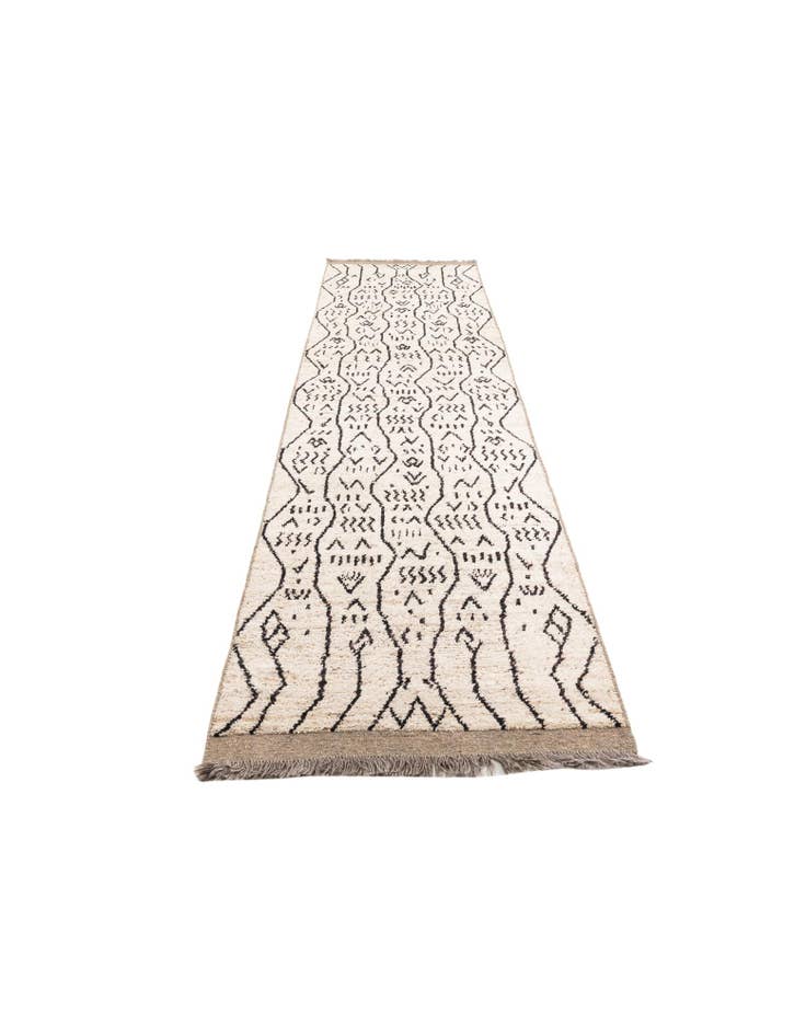 Detail image of 3' 4 x 12' 10 Hand Knotted Moroccan Wool Runner Rug
