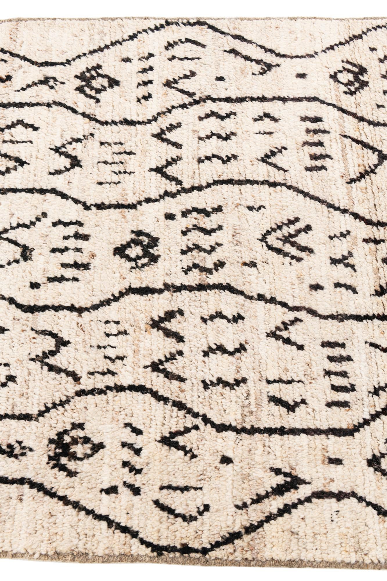 3' 4 x 12' 10 Hand Knotted Moroccan Wool Runner Rug