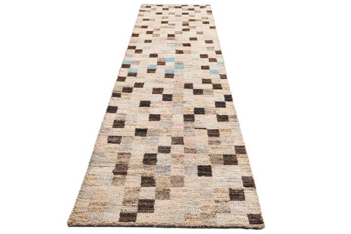 3' 1 x 12' 6 Hand Knotted Moroccan Wool Runner Rug
