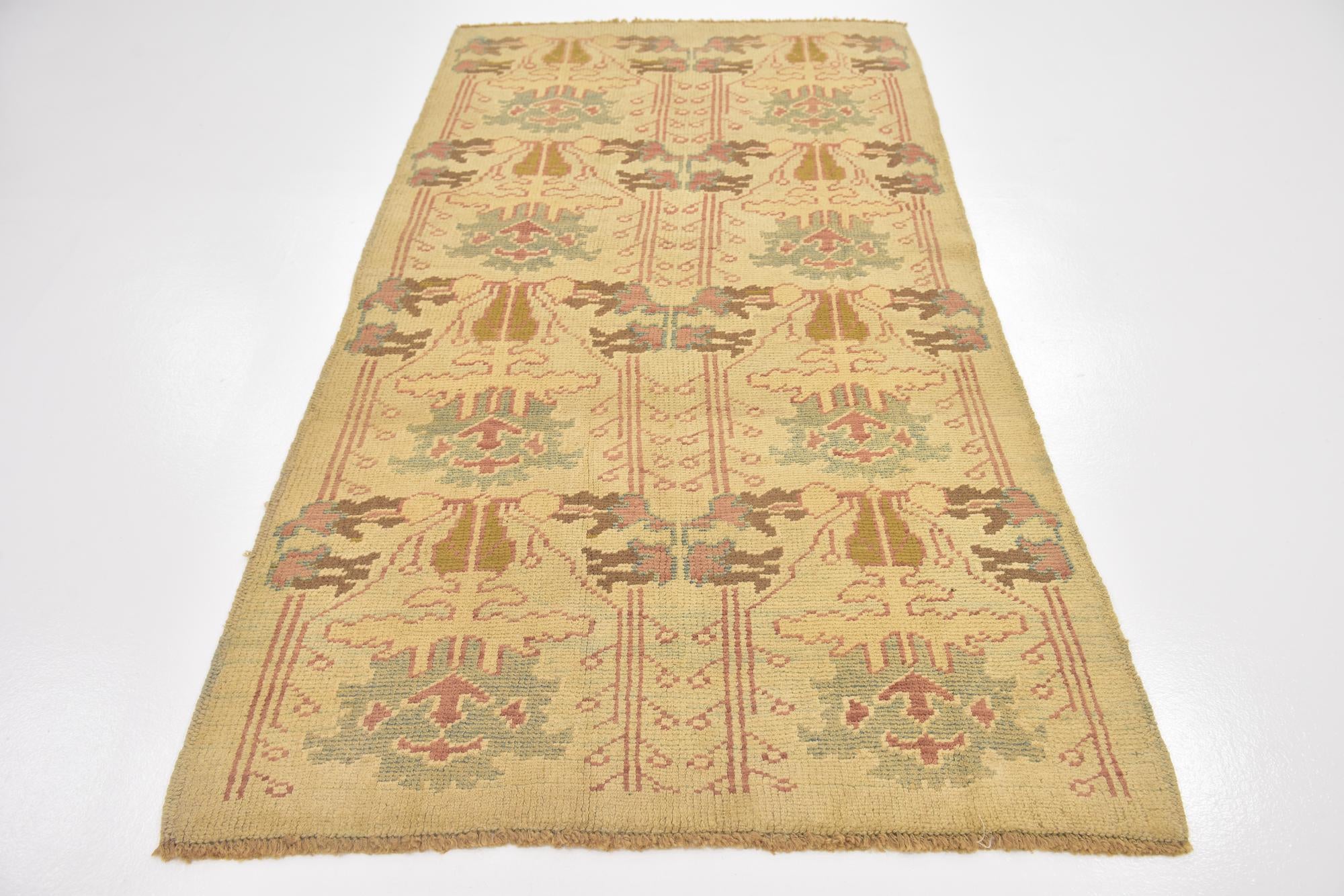 4' 3 x 8' 2 Hand Knotted Oushak Wool Runner Rug
