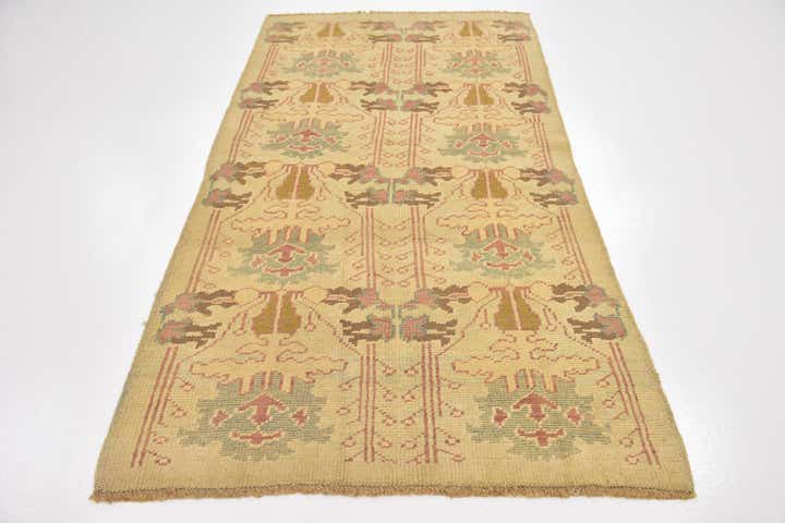4' 3 x 8' 2 Hand Knotted Oushak Wool Runner Rug