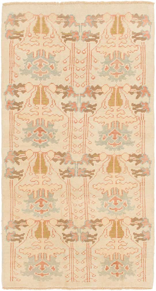 4' 3 x 8' 2 Hand Knotted Oushak Wool Runner Rug