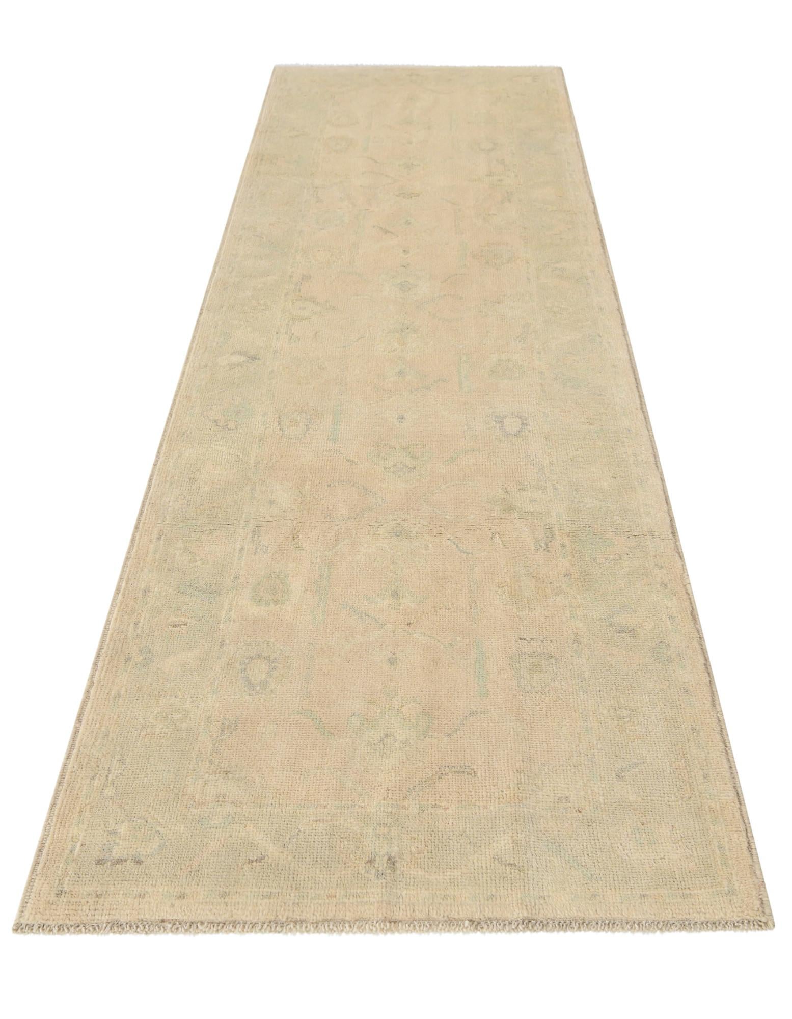 2' 10 x 9' 8 Hand Knotted Oushak Wool Runner Rug