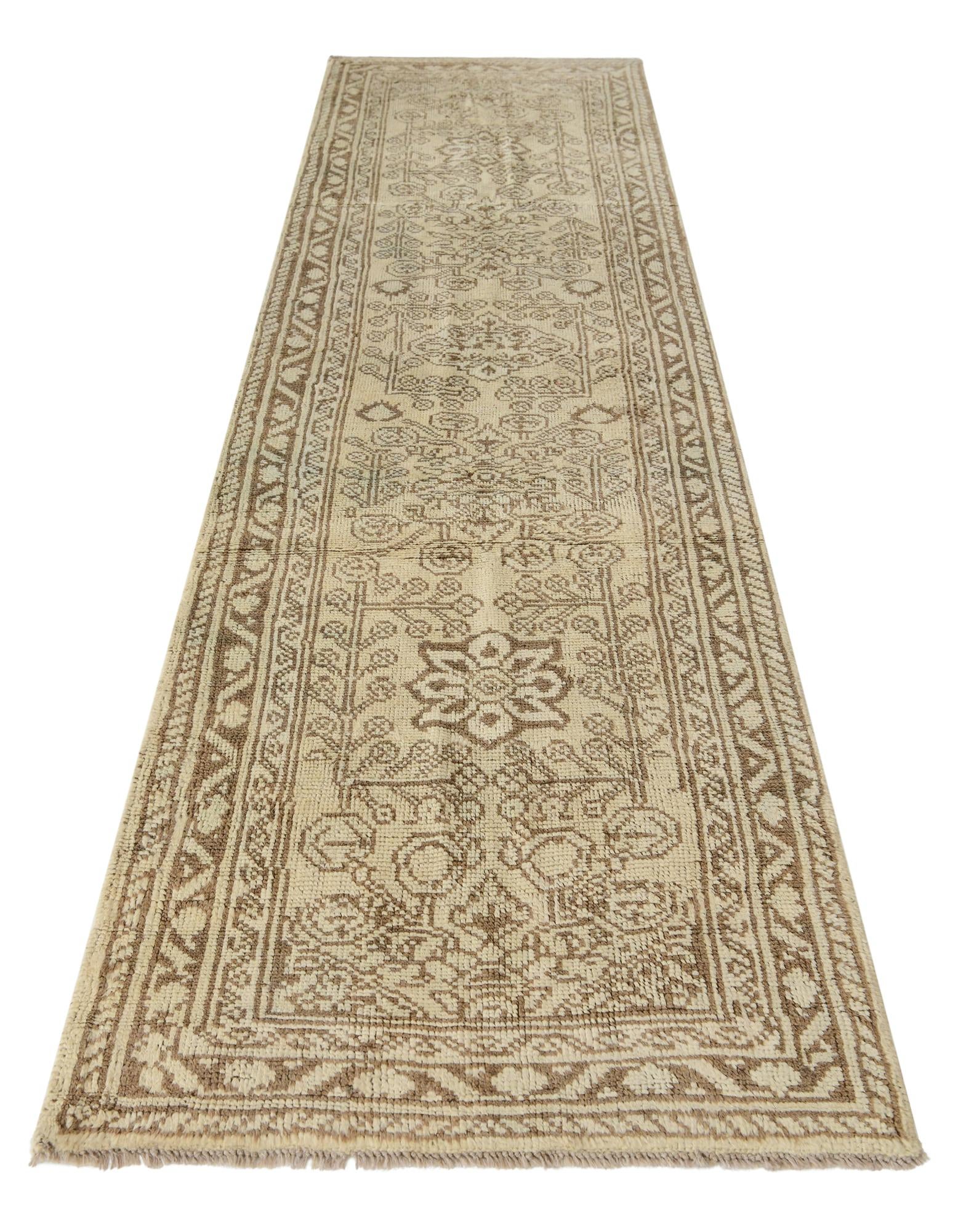 2' 7 x 10' Hand Knotted Oushak Wool Runner Rug
