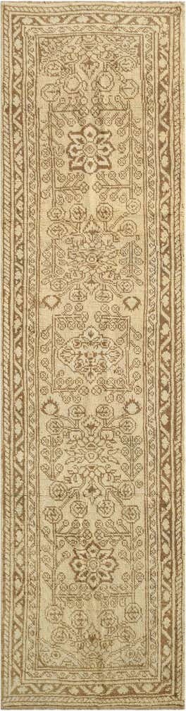 2' 7 x 10' Hand Knotted Oushak Wool Runner Rug