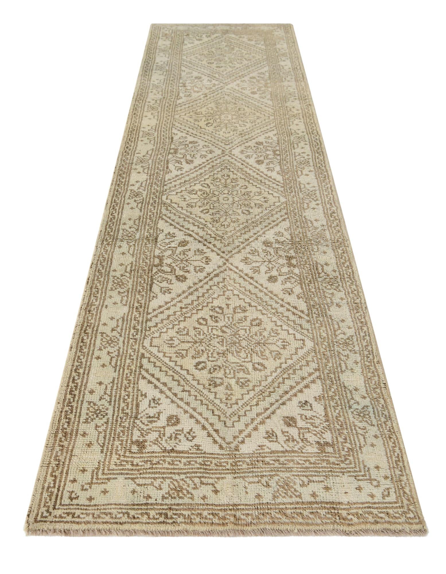 2' 6 x 10' 3 Hand Knotted Oushak Wool Runner Rug