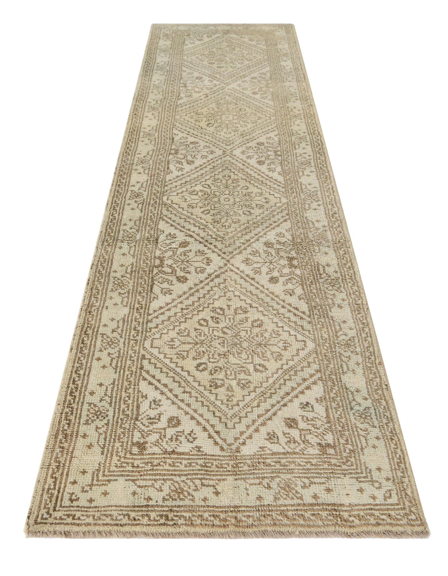 2' 6 x 10' 3 Hand Knotted Oushak Wool Runner Rug