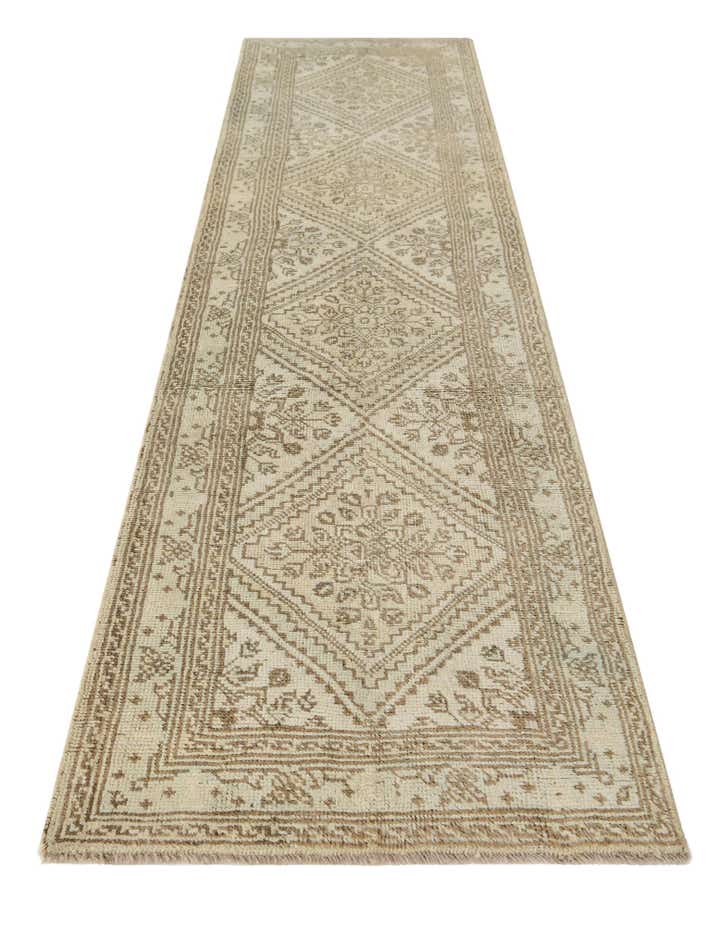 2' 6 x 10' 3 Hand Knotted Oushak Wool Runner Rug