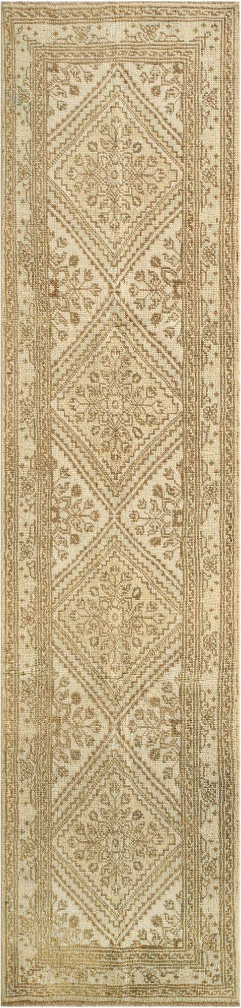 2' 6 x 10' 3 Hand Knotted Oushak Wool Runner Rug