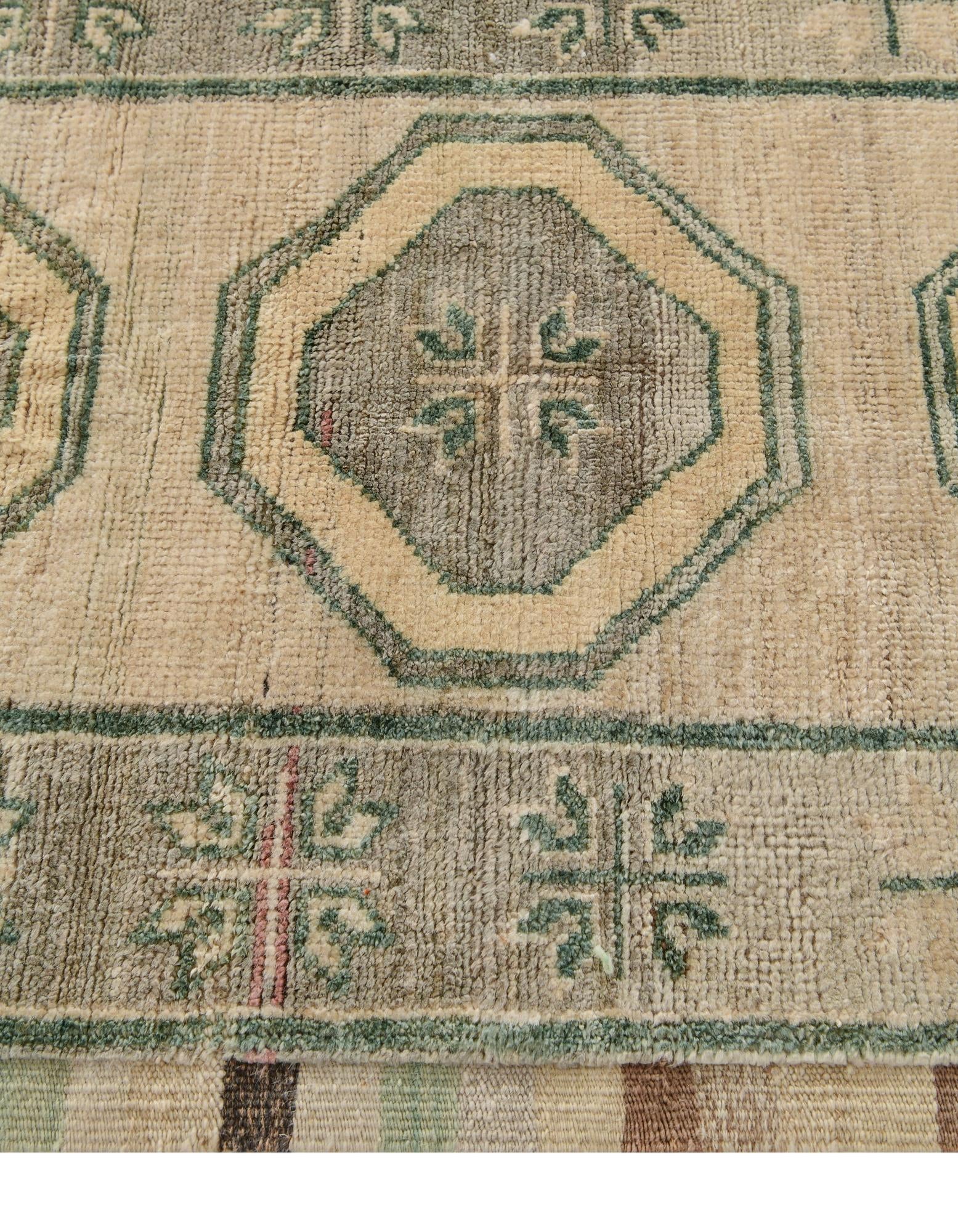 2' 9 x 12' 5 Hand Knotted Oushak Wool Runner Rug