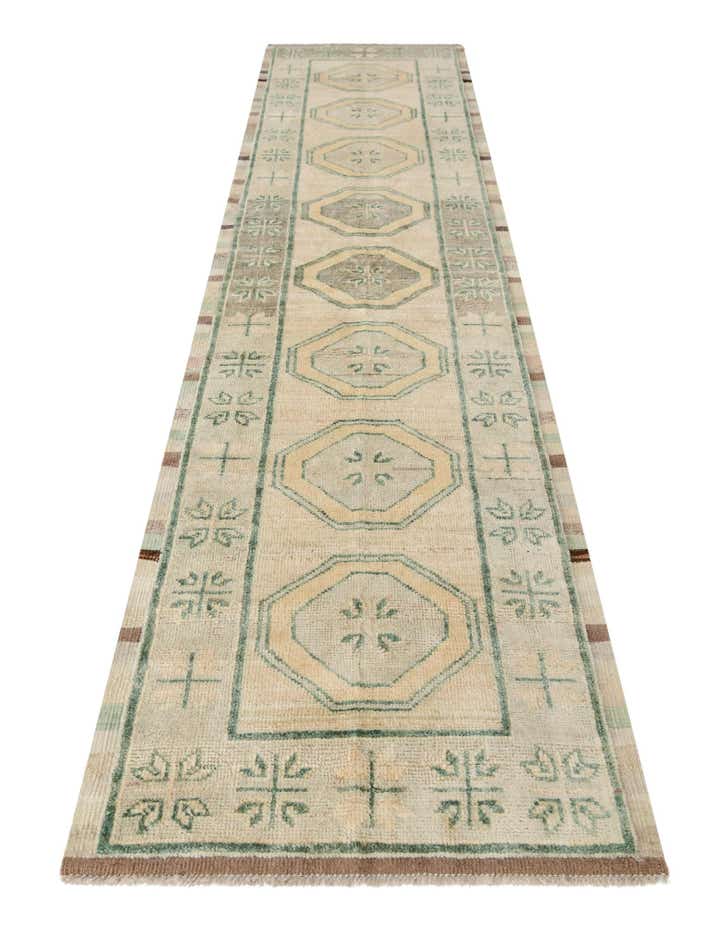 2' 9 x 12' 5 Hand Knotted Oushak Wool Runner Rug