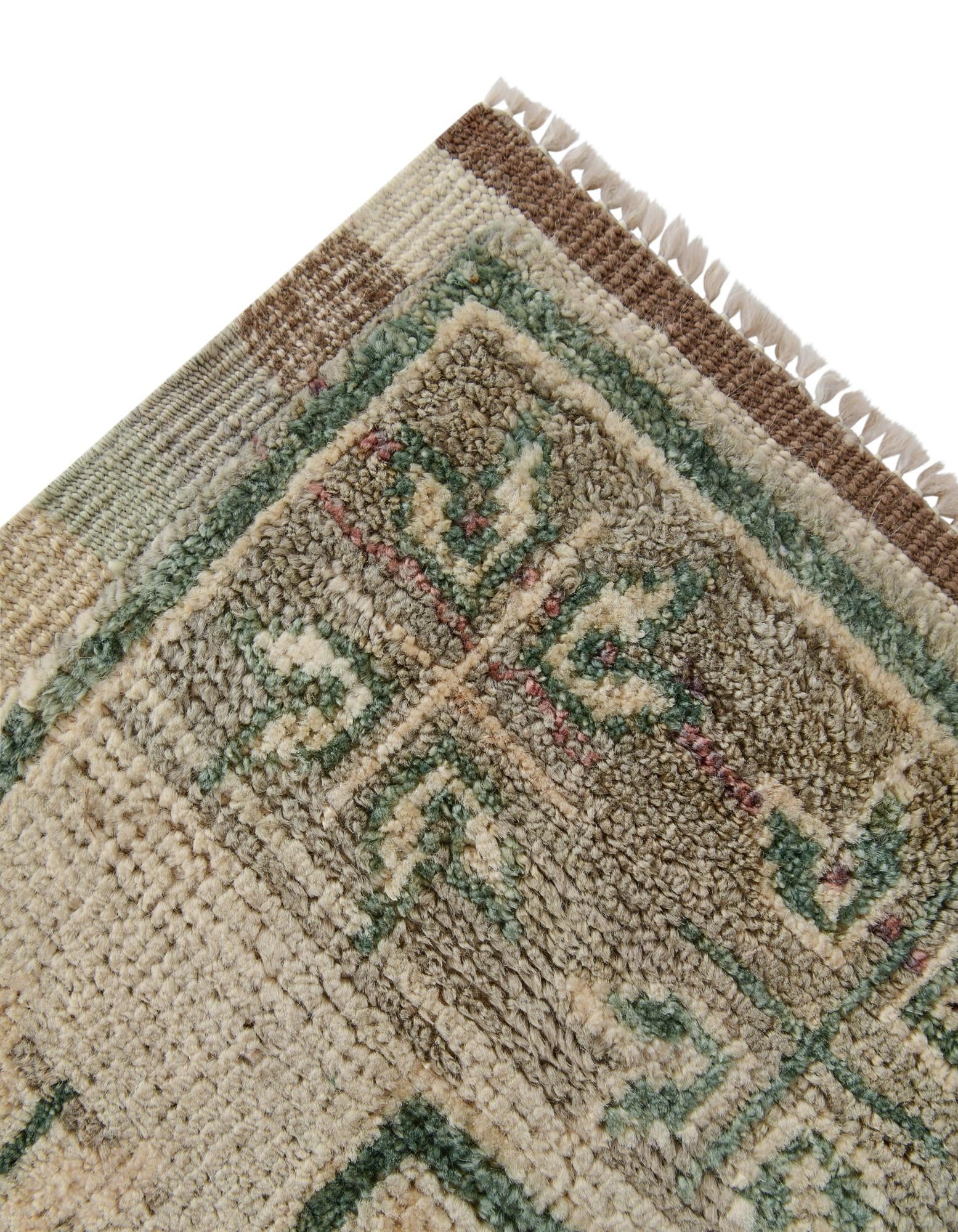 2' 9 x 12' 5 Hand Knotted Oushak Wool Runner Rug