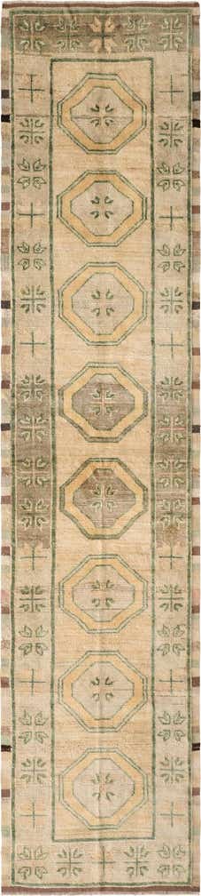 2' 9 x 12' 5 Hand Knotted Oushak Wool Runner Rug