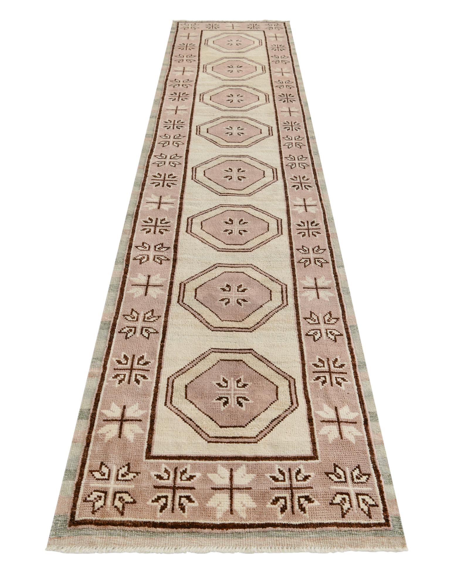 2' 9 x 12' 8 Hand Knotted Oushak Wool Runner Rug