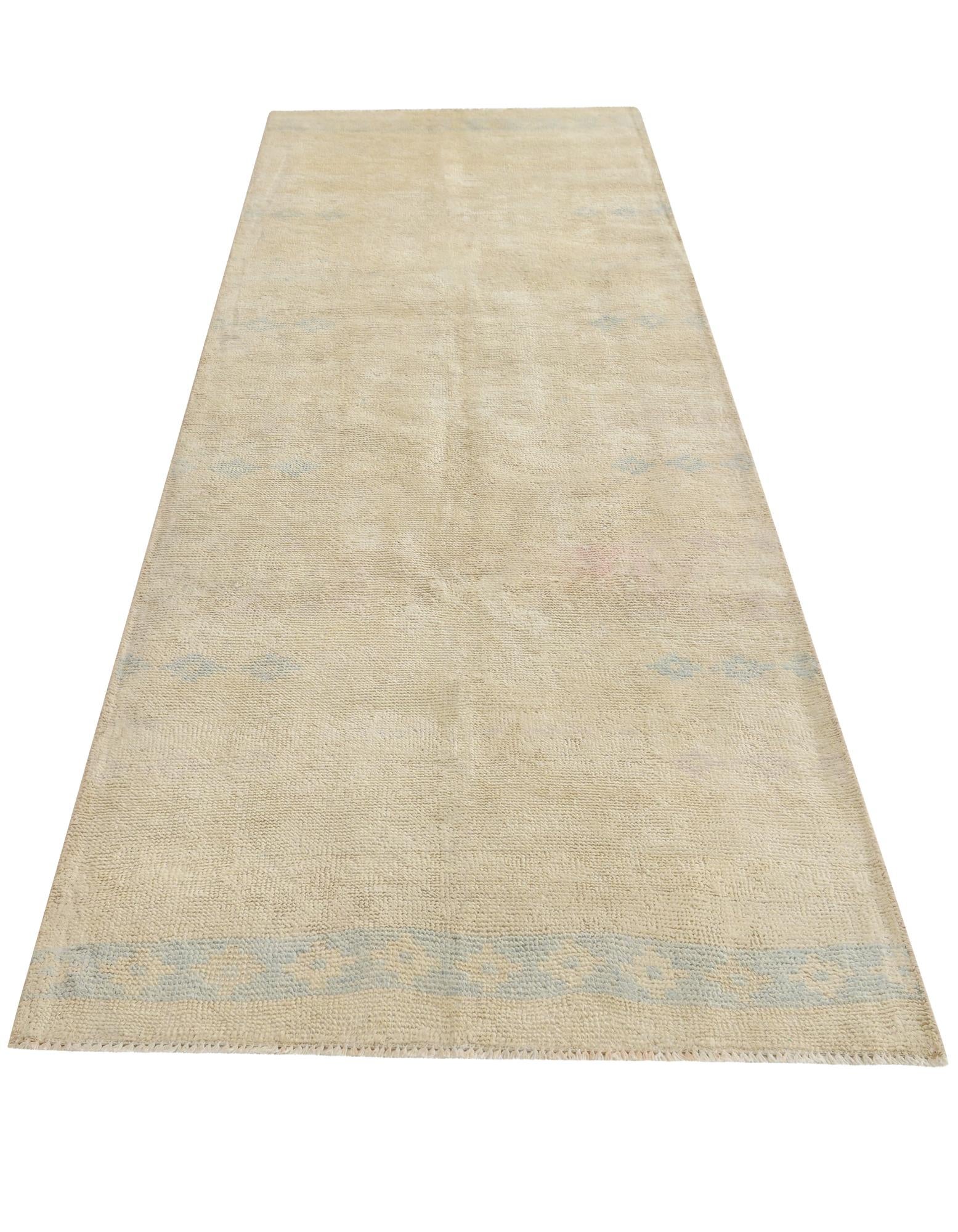 3' 4 x 10' 2 Hand Knotted Oushak Wool Runner Rug