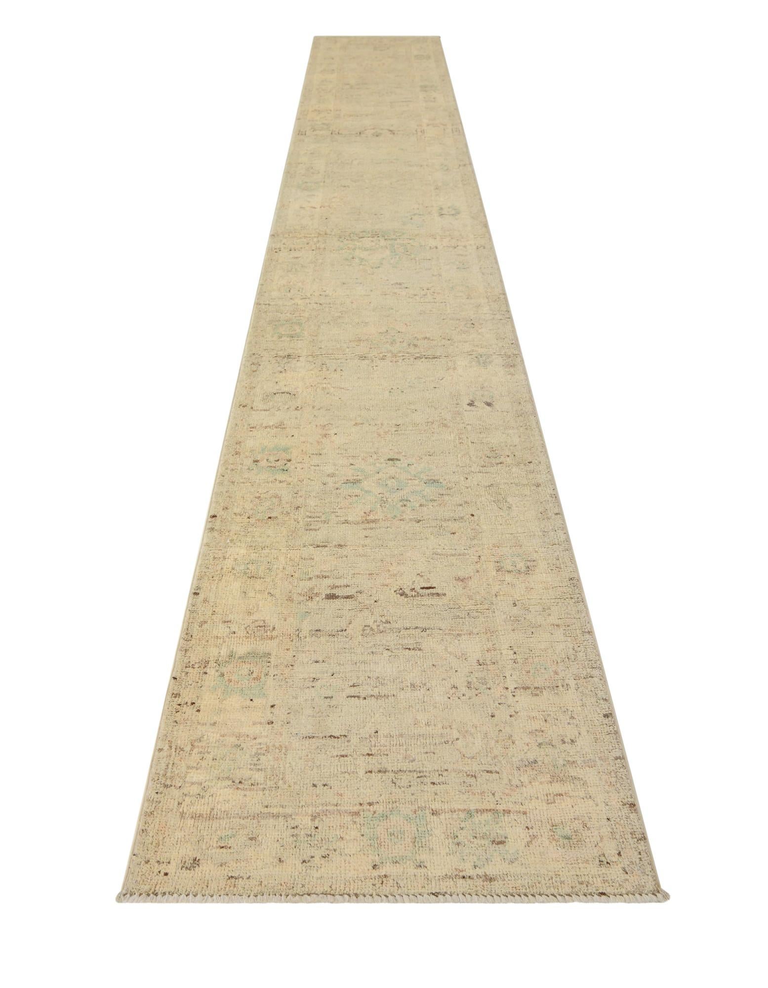 2' 7 x 19' Oushak Wool Runner Rug