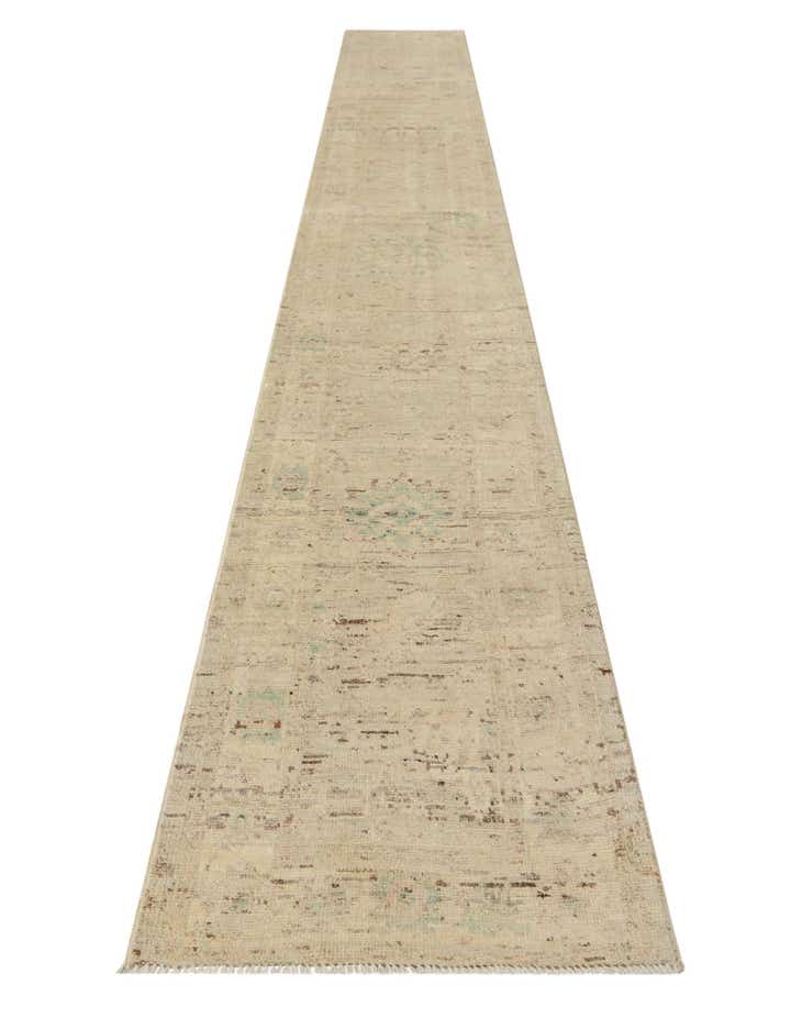 2' 6 x 18' 10 Hand Knotted Oushak Wool Runner Rug