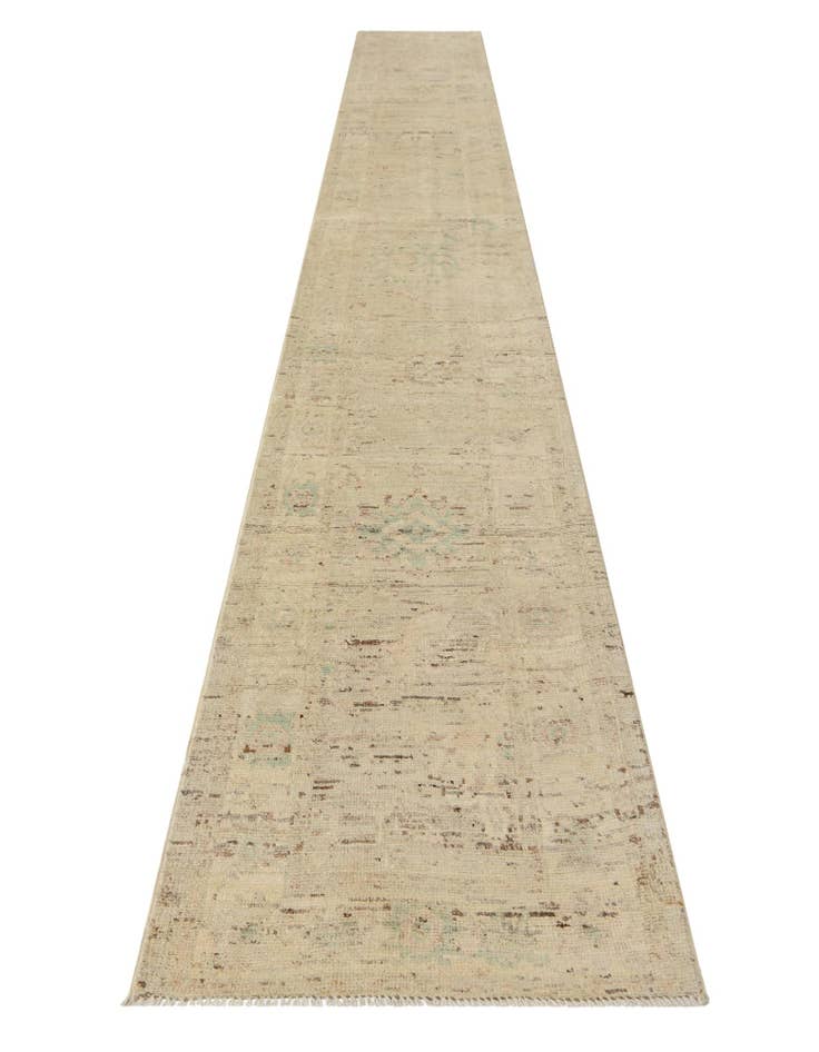 Detail image of 2' 6 x 18' 10  Hand Knotted Oushak Wool Runner Rug