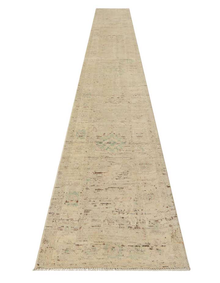2' 6 x 18' 10 Hand Knotted Oushak Wool Runner Rug