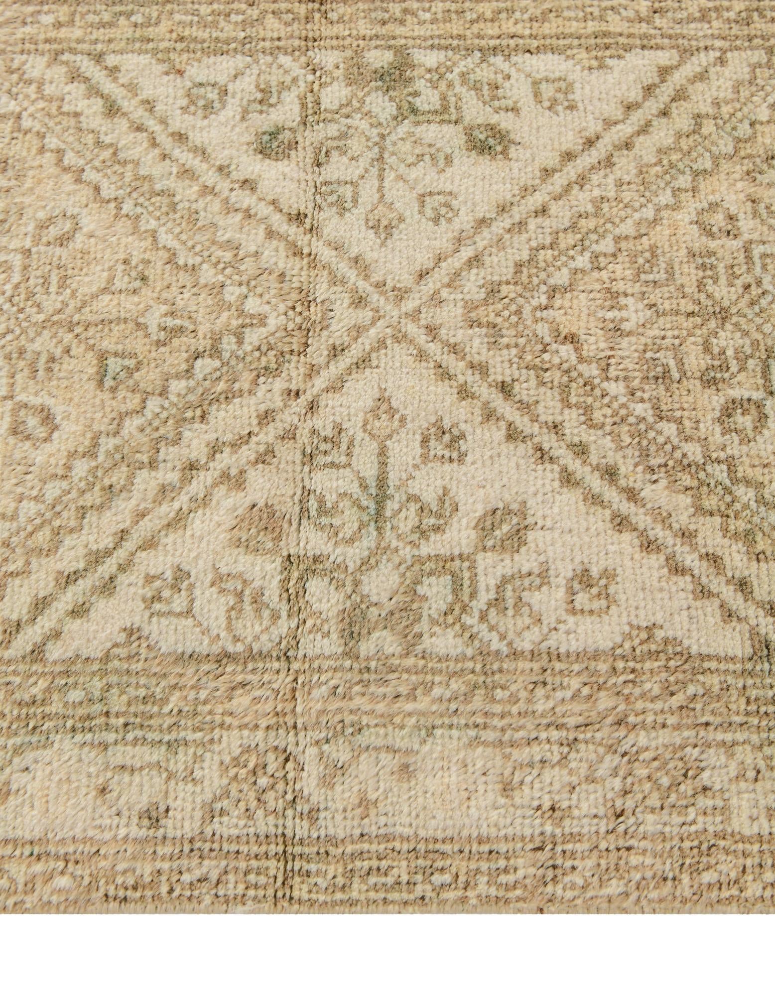 2' 5 x 12' 9 Hand Knotted Oushak Wool Runner Rug