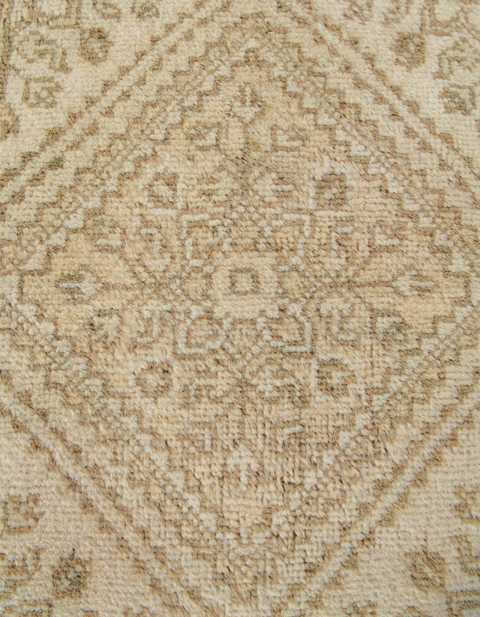 2' 5 x 12' 9 Hand Knotted Oushak Wool Runner Rug