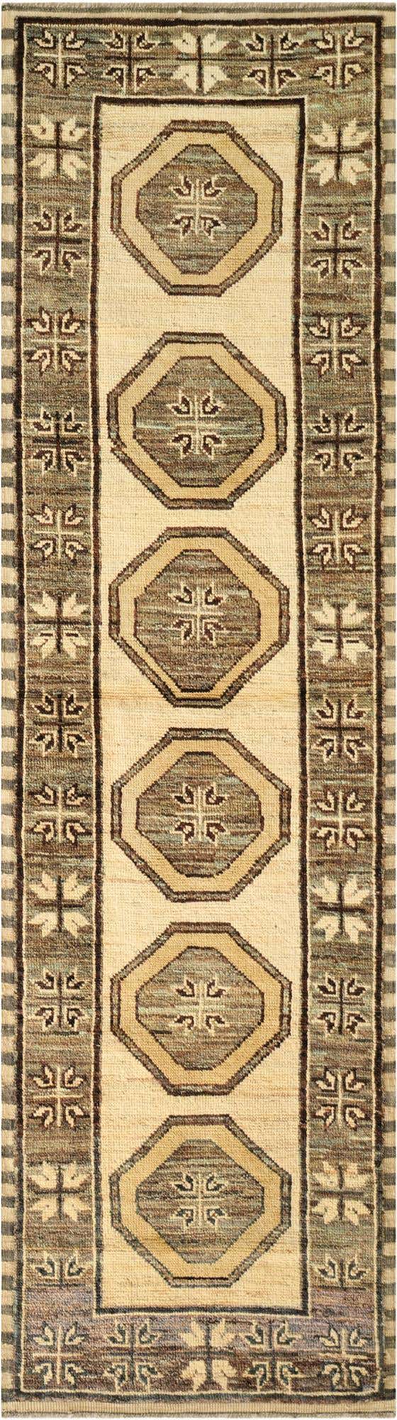 2' 9 x 9' 8 Hand Knotted Oushak Wool Runner Rug