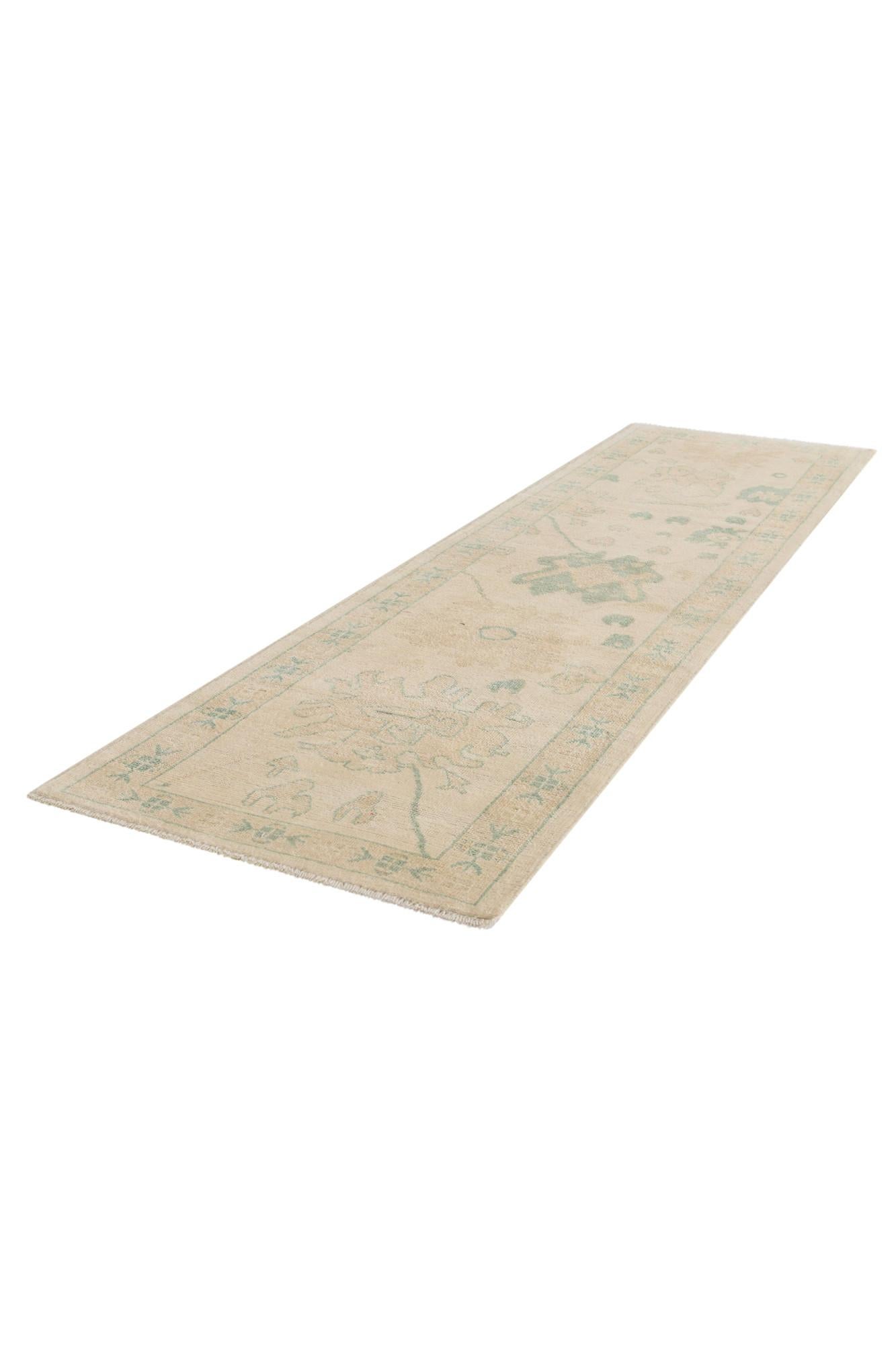 2' 9 x 9' 9 Hand Knotted Oushak Wool Runner Rug