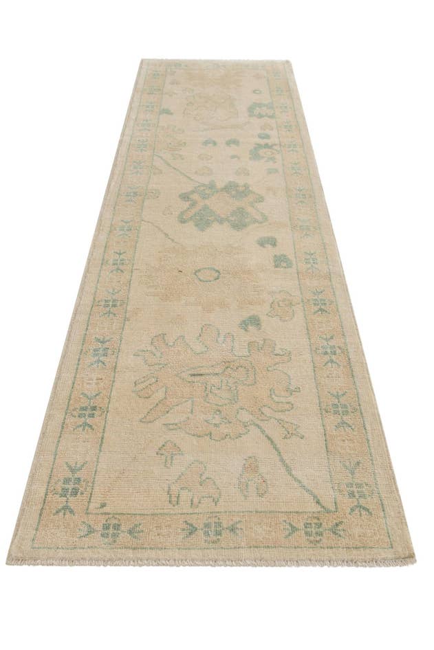 Detail image of 2' 9 x 9' 9 Hand Knotted Oushak Wool Runner Rug