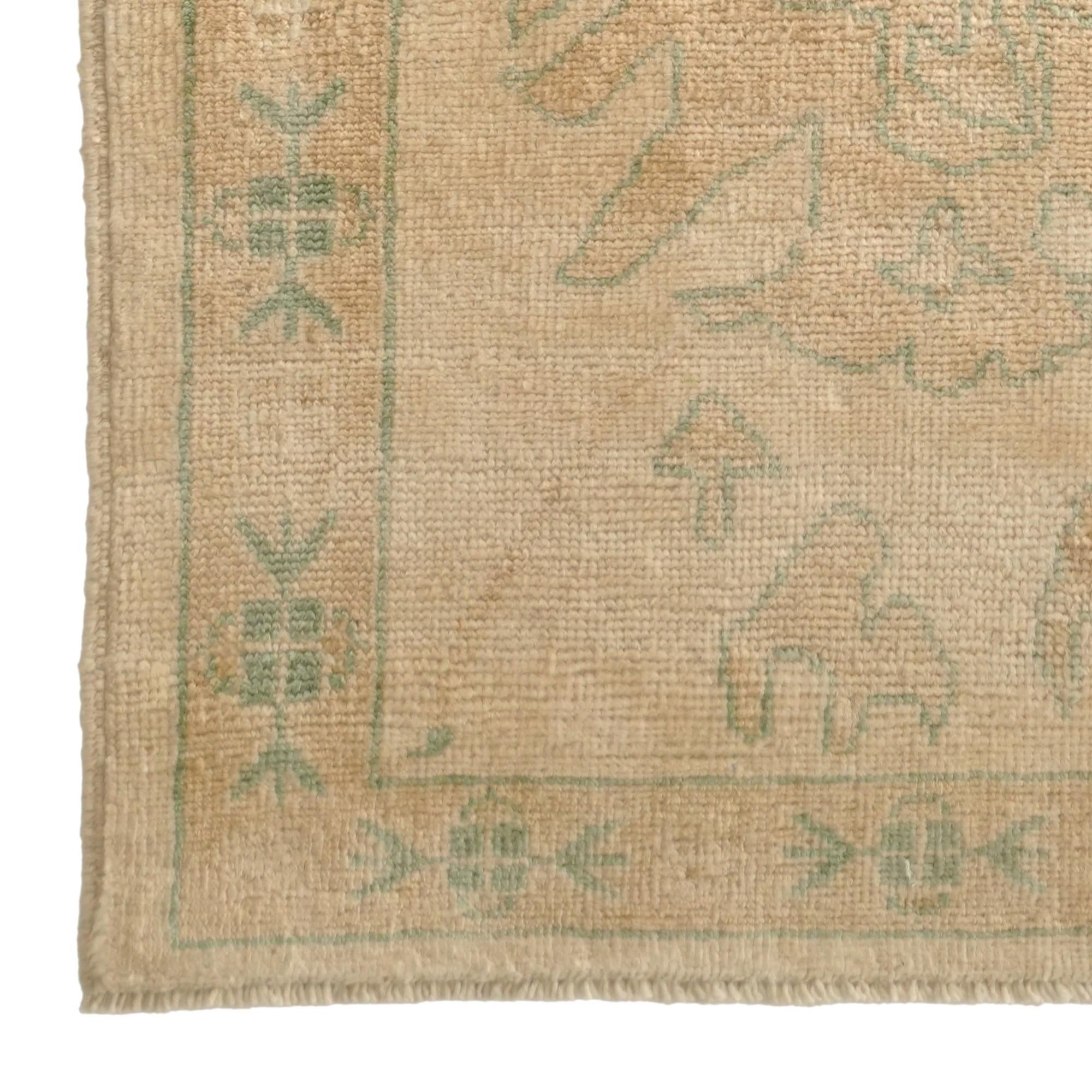 2' 9 x 9' 9 Hand Knotted Oushak Wool Runner Rug