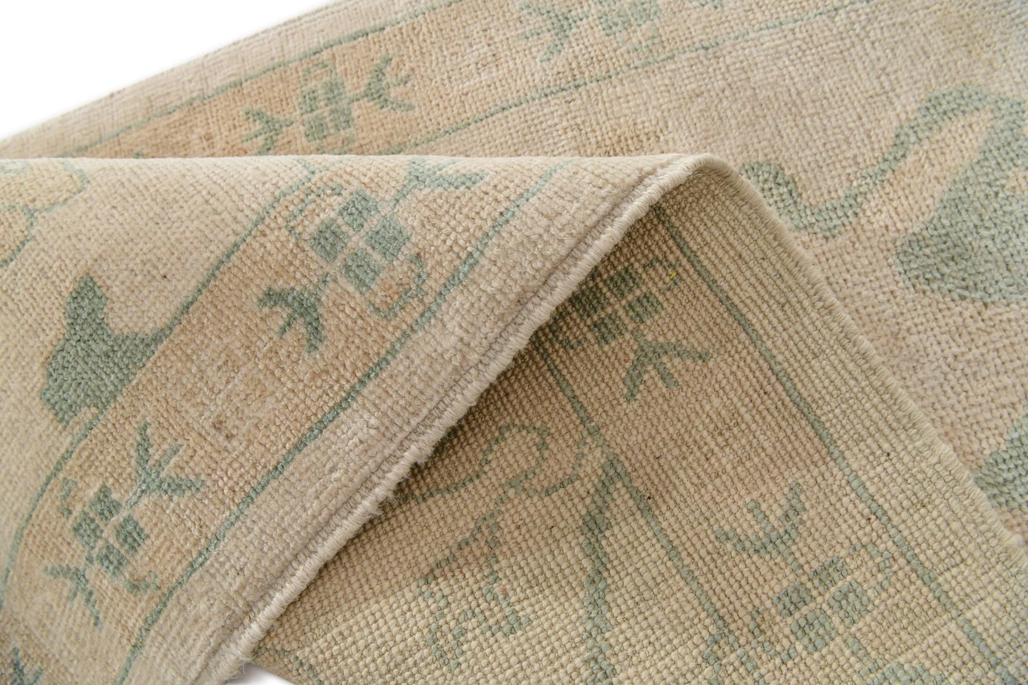 2' 9 x 9' 9 Hand Knotted Oushak Wool Runner Rug