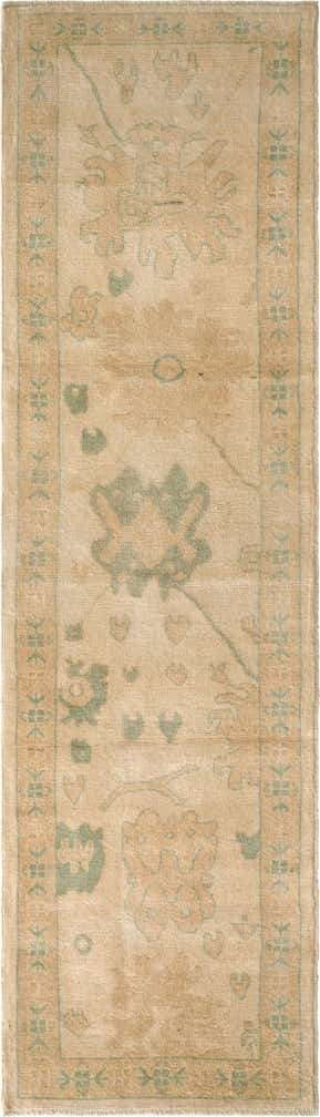 2' 9 x 9' 9 Hand Knotted Oushak Wool Runner Rug