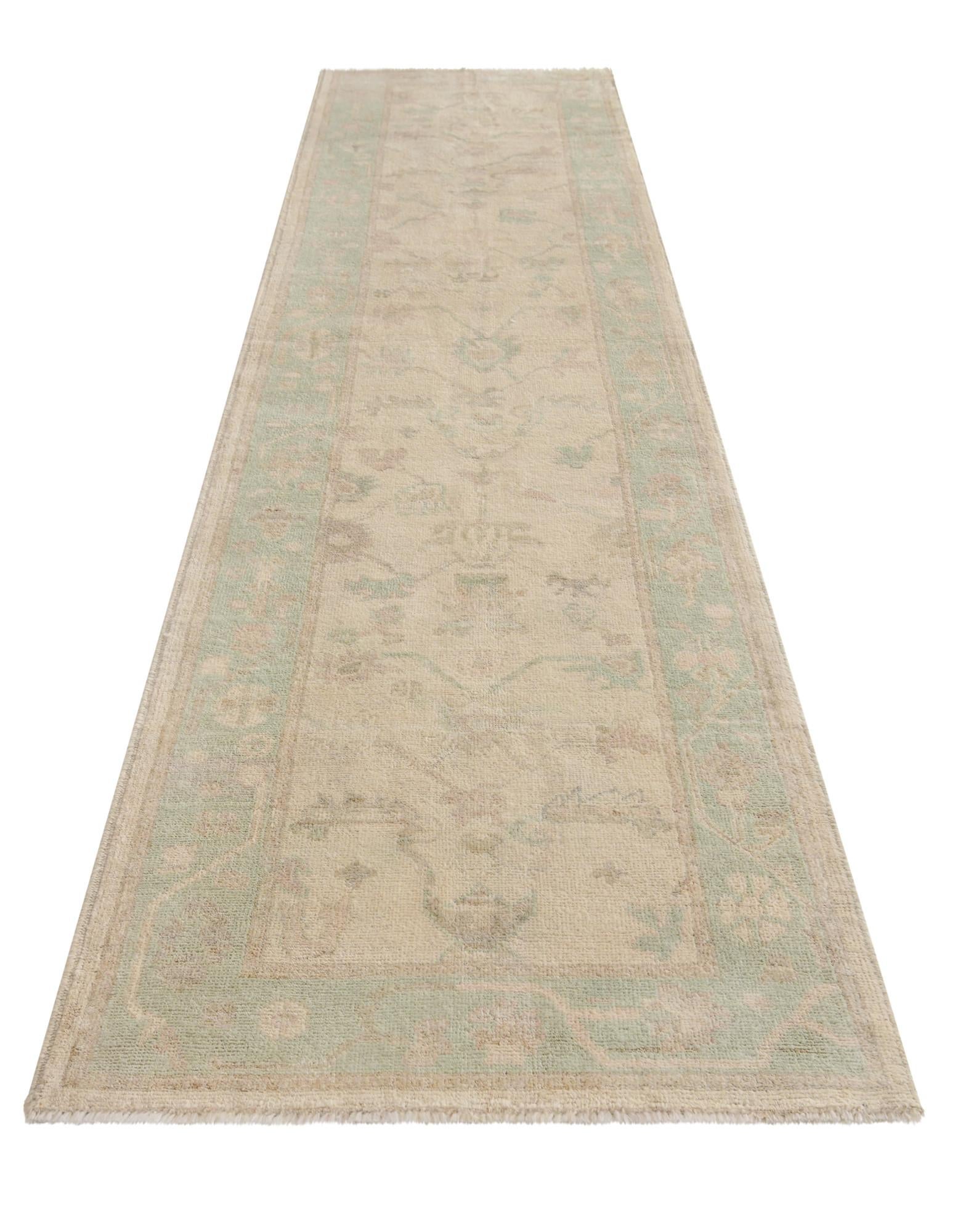 2' 9 x 11' 8 Hand Knotted Oushak Wool Runner Rug