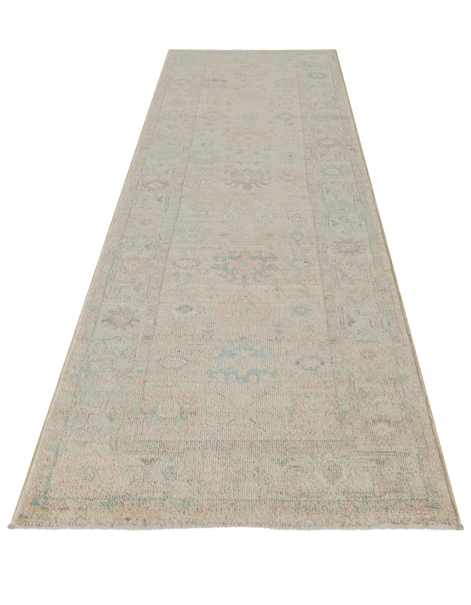 2' 8 x 9' 10 Hand Knotted Oushak Wool Runner Rug