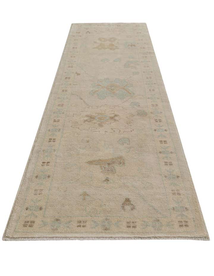 2' 9 x 9' 10 Hand Knotted Oushak Wool Runner Rug