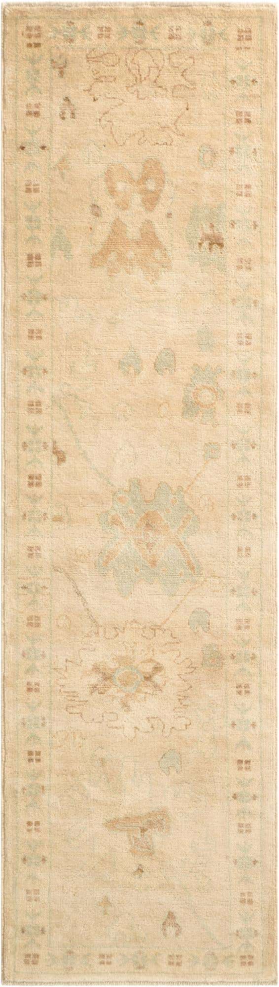 2' 9 x 9' 10 Hand Knotted Oushak Wool Runner Rug