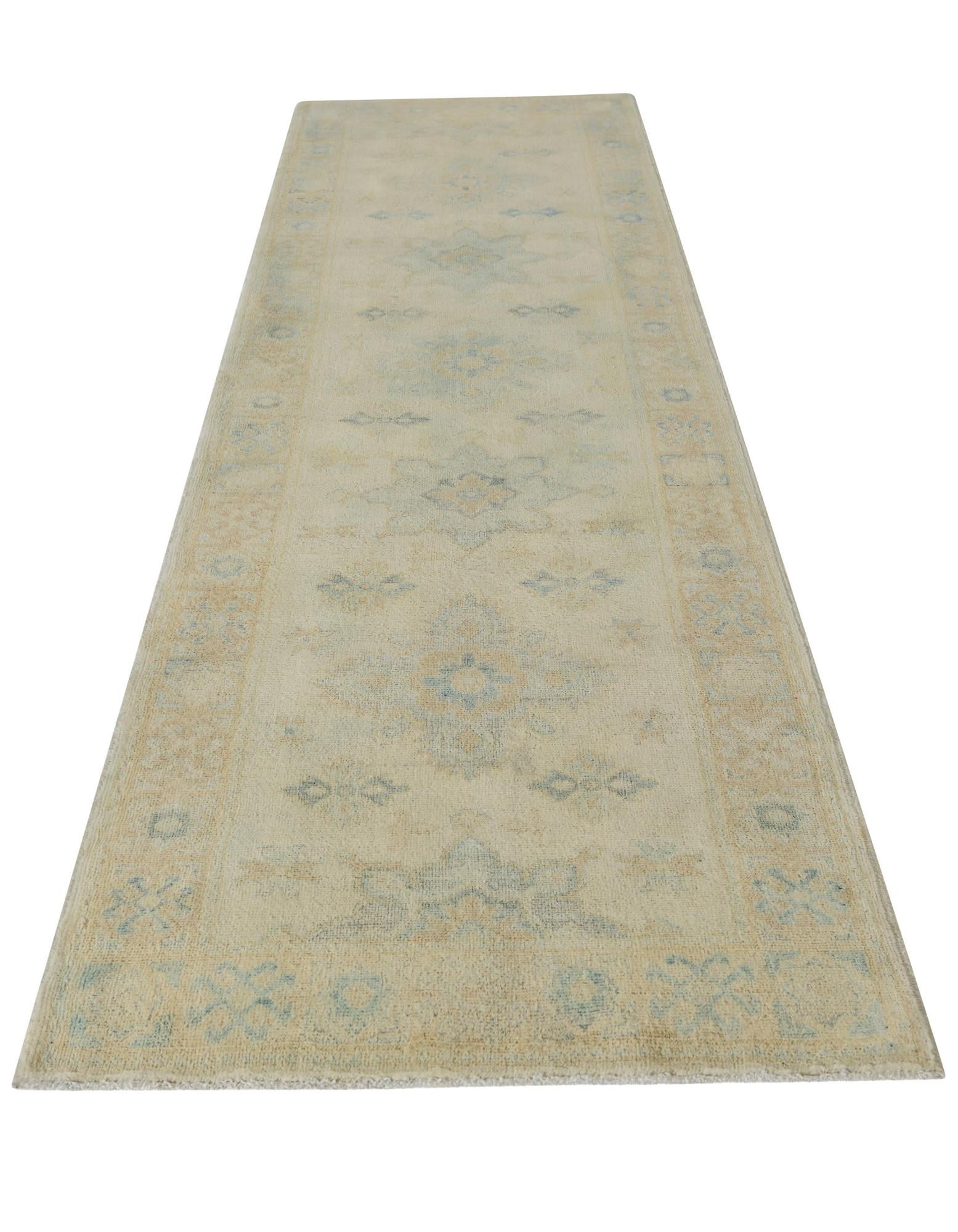2' 9 x 9' 8 Hand Knotted Oushak Wool Runner Rug