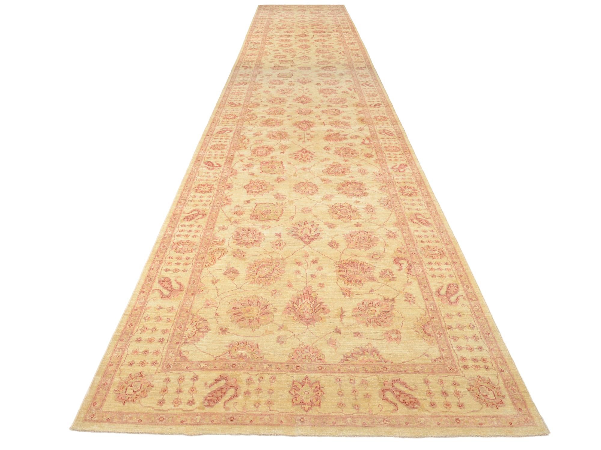 5' 3 x 29' 1 Hand Knotted Peshawar Ziegler Oriental Runner Rug
