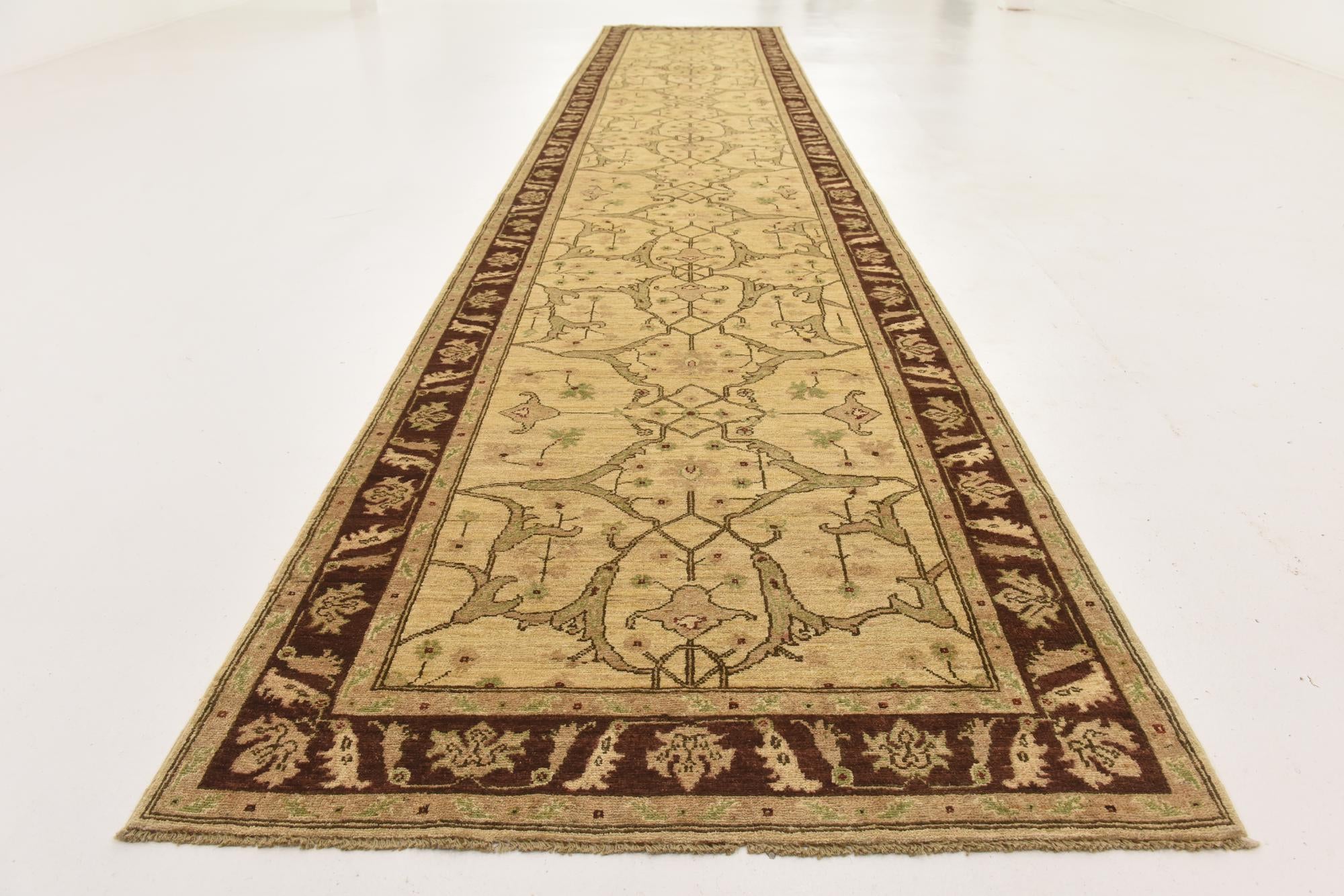 3' 10 x 19' 5 Hand Knotted Peshawar Ziegler Runner Rug