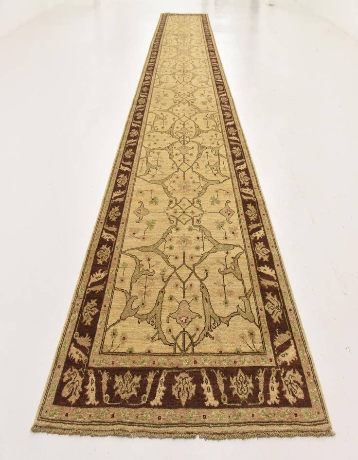 Detail image of 3' 10 x 19' 5  Hand Knotted Peshawar Ziegler Runner Rug