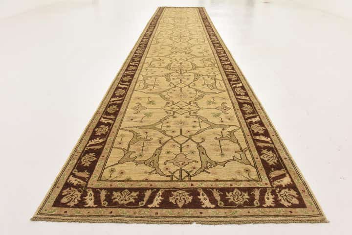 3' 10 x 19' 5 Hand Knotted Peshawar Ziegler Runner Rug