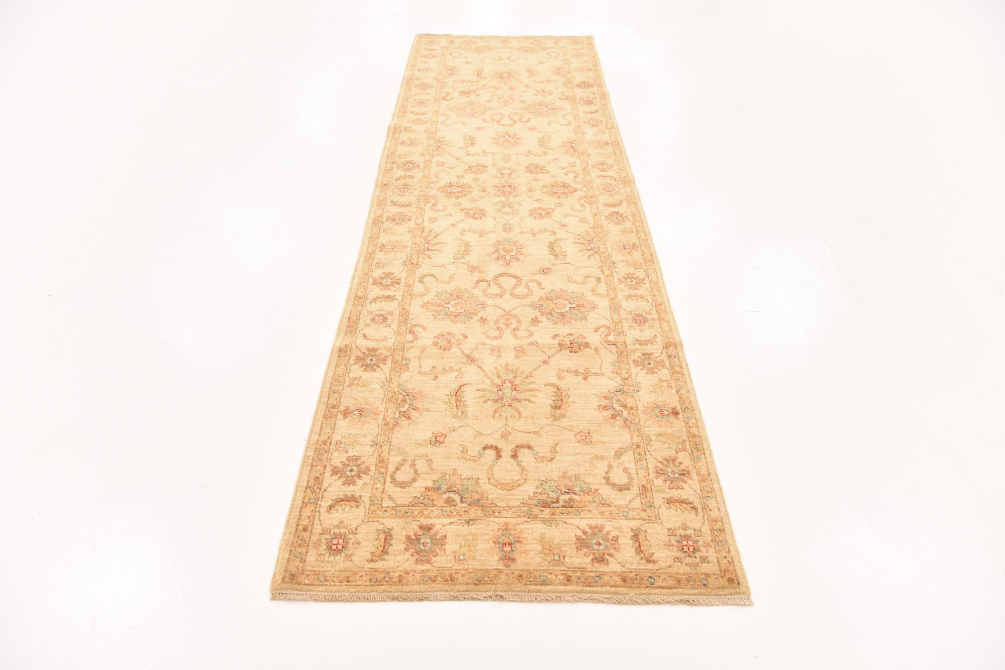 90cm x 310cm Hand Knotted Peshawar Ziegler Runner Rug
