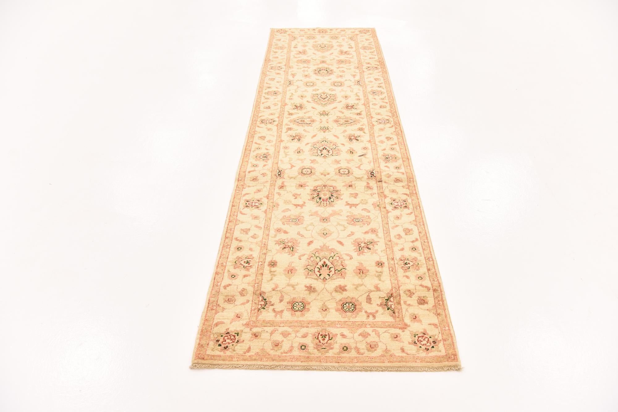 2' 10 x 9' 9 Hand Knotted Peshawar Ziegler Runner Rug
