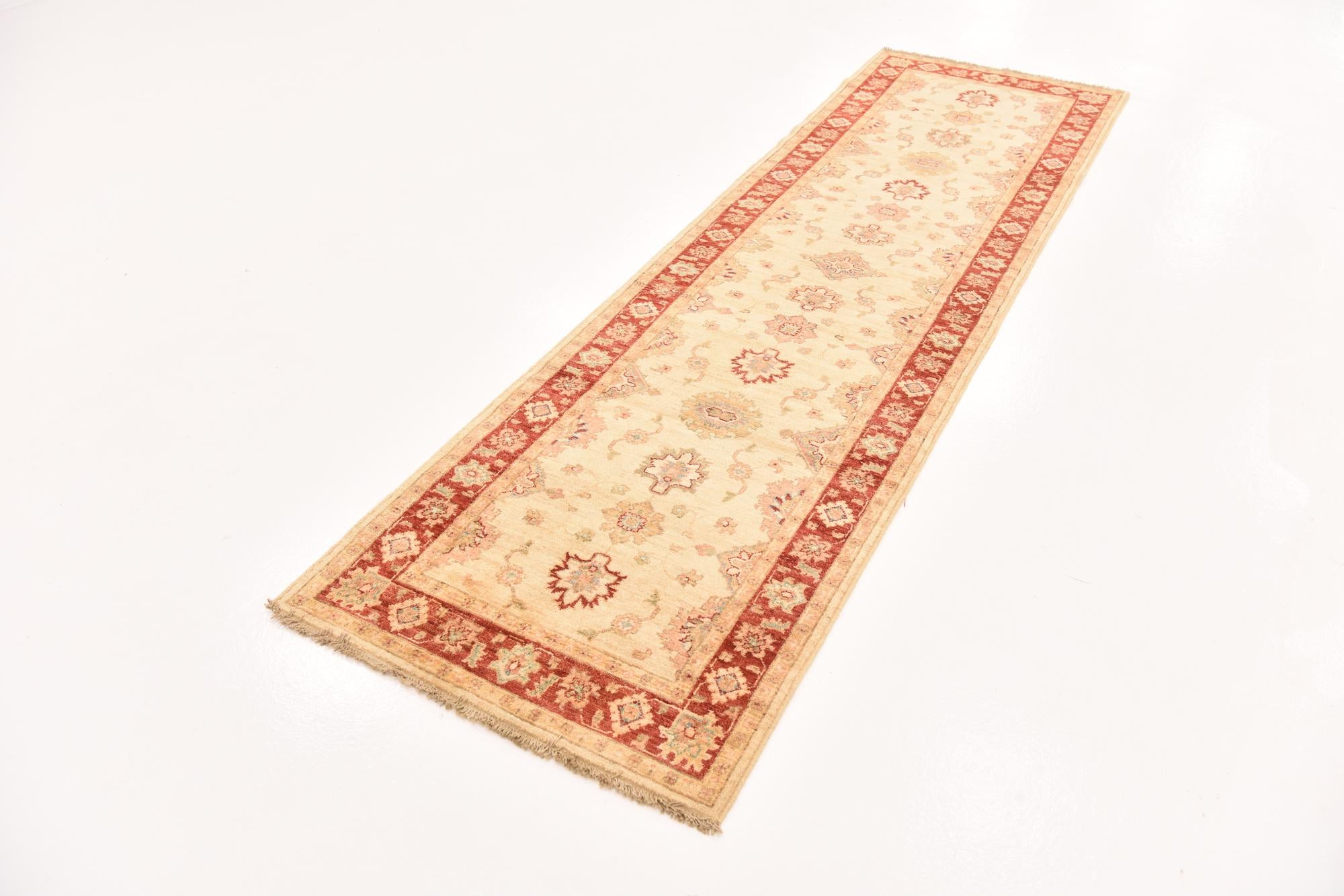 2' 9 x 9' 5 Hand Knotted Peshawar Ziegler Runner Rug