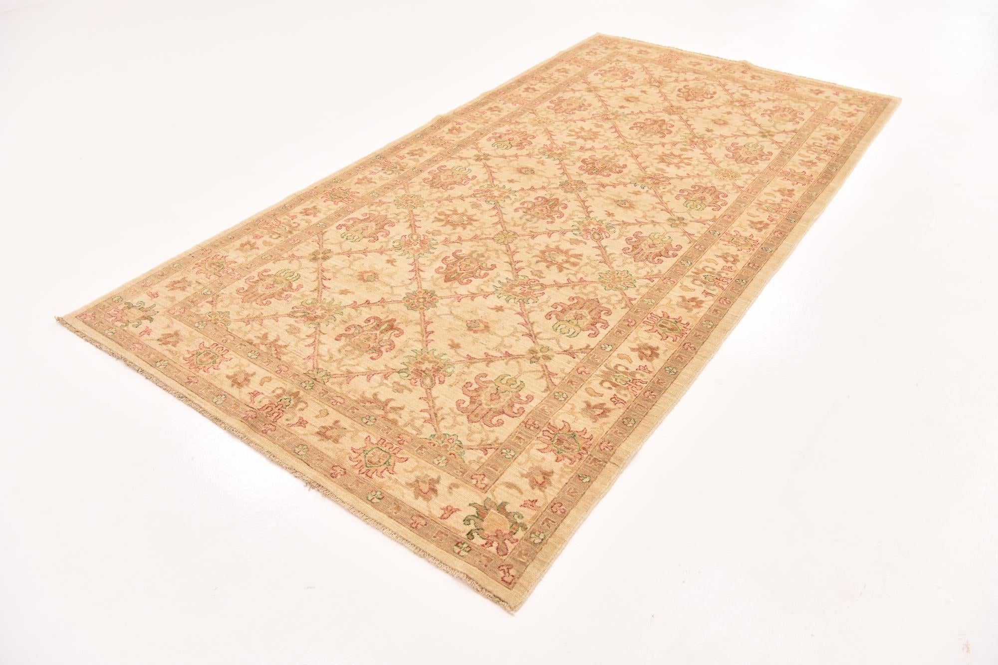 5' x 9' 6 Hand Knotted Peshawar Ziegler Runner Rug